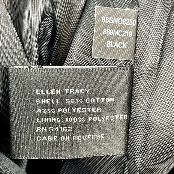 Ellen Tracy Black Button Front Lined Jacket Blazer Size L - Picture 12 of 12